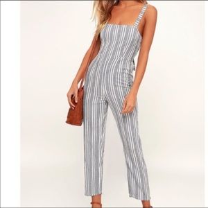 White and blue jumpsuit